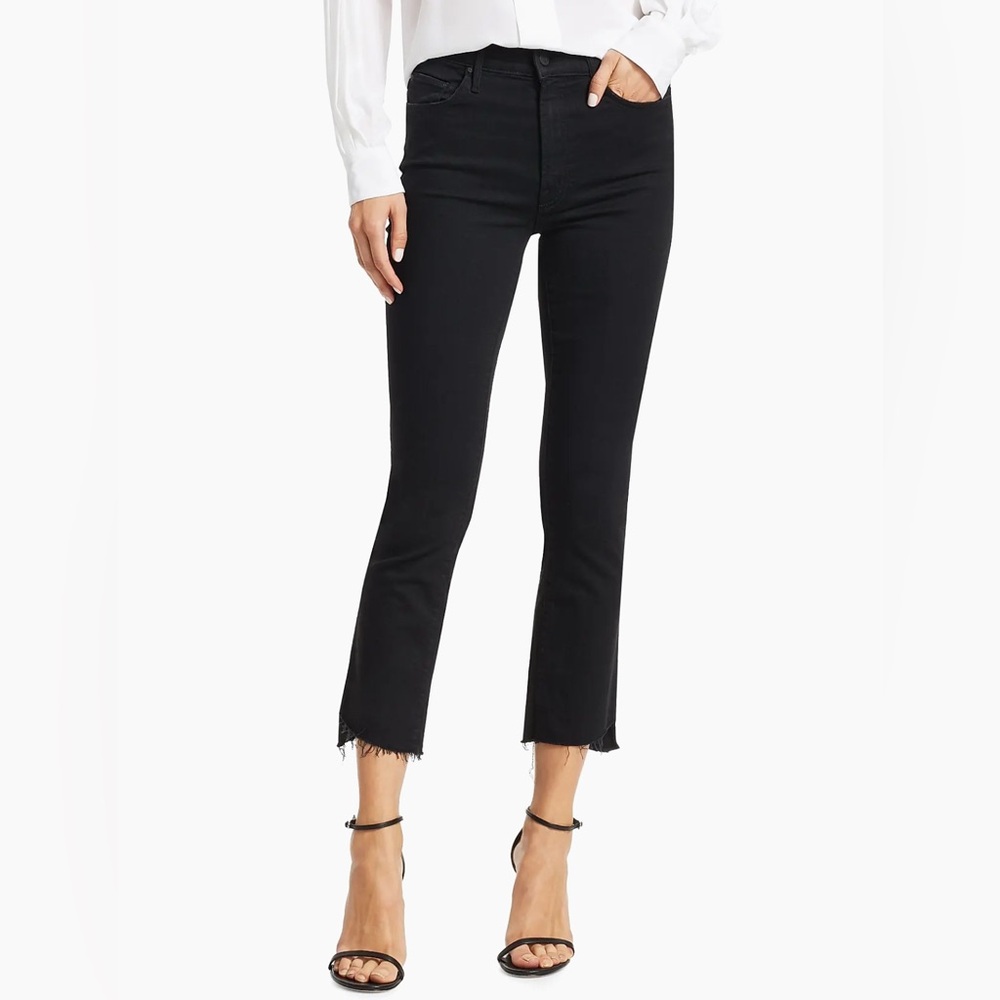MOTHER The Insider Mid-Rise Frayed Step-Hem Stretch Crop Jeans‎